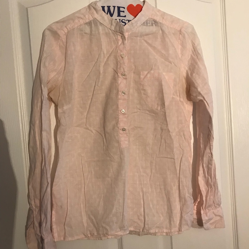 J. Crew pink polka dot button down